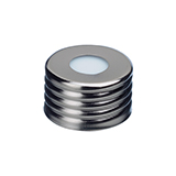 18mm Magnetic Screw Cap (silver) with Septa Blue PTFE/Silicone, 1.5mm thick, pk.100